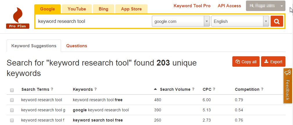 keyword tool