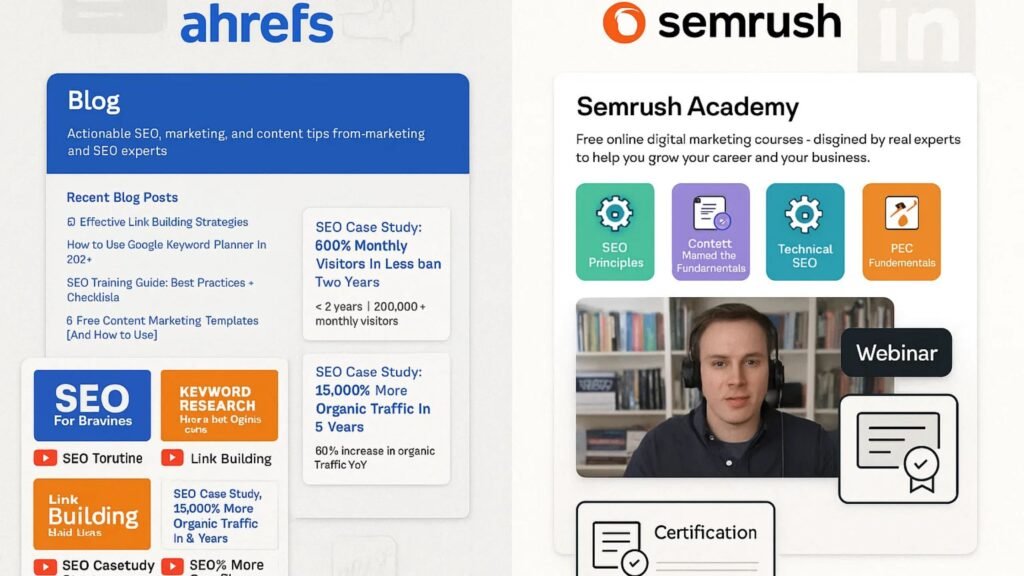 Community and Learning Resources of Ahrefs vs Semrush